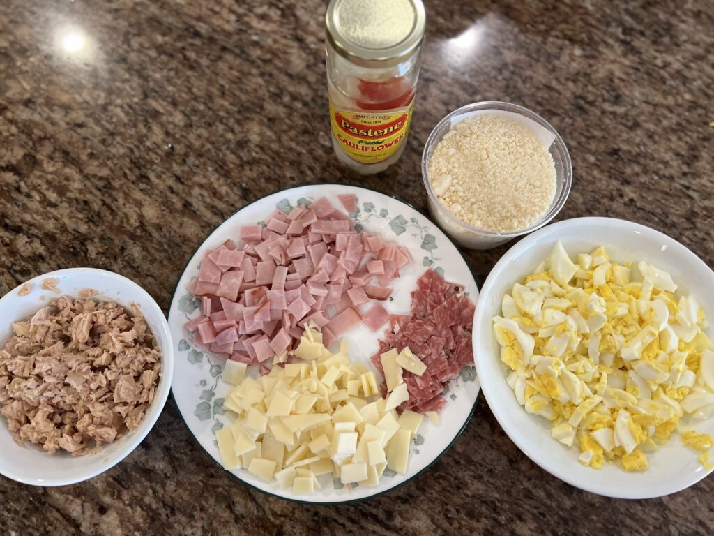 Rice salad ingredients 